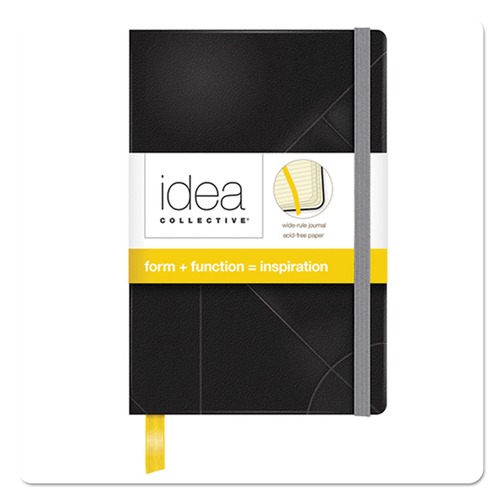 Office Jansan | TOPS 56874 Idea Collective 5.5 in. x 3.5 in. Hardcover Journal with Elastic Closure - Wide/Legal, Black Cover/Yellow Pad (90 Sheets/Book) image number 0