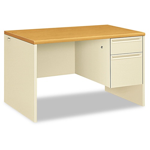 Office & Office Supplies | HON H38251.C.L 48 in. x 30 in. x 29.5 in. 38000 Series Right Pedestal Desk - Harvest/Putty image number 0