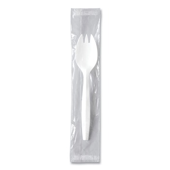 SOLO Individually Wrapped Regal Mediumweight Plastic Cutlery Spork - White (1000/Carton)