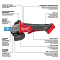 Angle Grinders | Milwaukee 2882-20 M18 FUEL Brushless Lithium-Ion 4-1/2 in. / 5 in. Cordless Braking Grinder with No-Lock Paddle Switch with ONE-KEY (Tool Only) image number 1