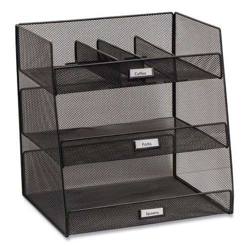 Bulk Savings Pricing 2 | Safco 3293BL 14.63 in. x 11.75 in. x 15 in. 3 Compartments Steel Mesh Onyx Breakroom Organizers - Black image number 0