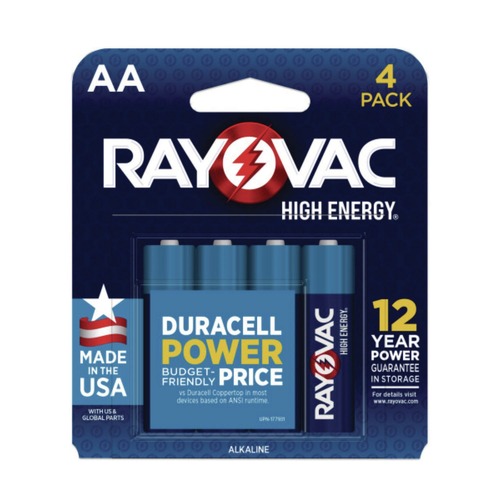 Office Electronics & Batteries | Rayovac 8154K High Energy Premium Alkaline AA Batteries (4/Pack) image number 0
