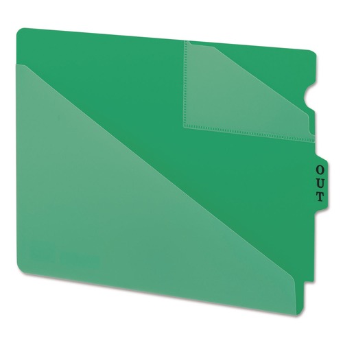 Office Jansan | Smead 61962 8.5 in. x 11 in. 1/3-Cut End Tab Two-Pocket Poly "Out" Guides - Green (50/Box) image number 0