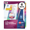 Office Jansan | Avery 11197 Ready Index 11 in. x 8.5 in. 15-Tab 1 to 15 Customizable TOC Dividers - Multicolor Tabs/White (6/Pack) image number 0