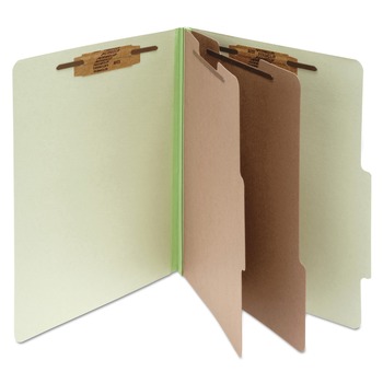 ACCO 3 in. Expansion Pressboard Legal Size 6-Fastener Classification Folders - Leaf Green Exterior (10/Box)