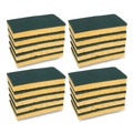Cleaning Tools | Boardwalk 74BWK MD 3.6 in. x 6.1 in. Medium Duty Individually Wrapped Scrubbing Sponge - Yellow/Green (20/Carton) image number 1