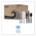 Cutlery | Boardwalk BWKFKTNSMWPSBLA 6-Piece Condiment/Fork/Knife/Napkin/Teaspoon Cutlery Kit - Black (250/Carton) image number 4