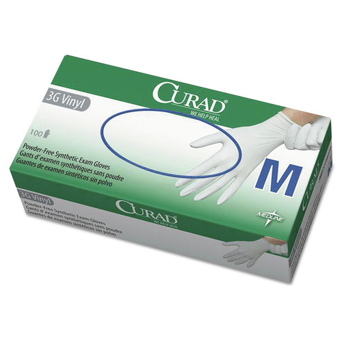 Cleaning & Janitorial Supplies | Medline CUR8235 100/Box CURAD Powder-Free Latex-Free 3G Vinyl Exam Gloves image number 0