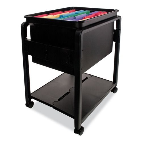 Office Jansan | Advantus 55758 14.5 in. x 18.5 in. x 21.75 in. Folding Mobile File Cart - Clear/Black image number 0