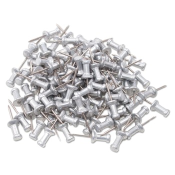GEM CPAL4 Aluminum Head Push Pins, Aluminum, Silver, 1/2-in, 100/box