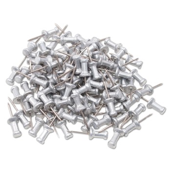 GEM 0.5 in. Aluminum Head Push Pins - Silver (100/Box)