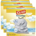 Cleaning & Janitorial Supplies | Glad 78899 ForceFlex 24 in. x 27.38 in. 13 Gallon Kitchen Drawstring Trash Bags - Fresh Clean Scent/White (240/Carton) image number 0