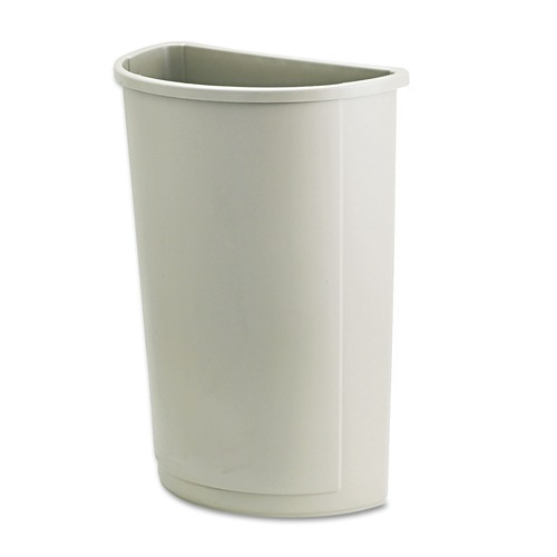 Trash & Waste Bins | Rubbermaid Commercial FG352000BEIG Untouchable 21 gal Plastic Receptacle - Half-Round Beige image number 0