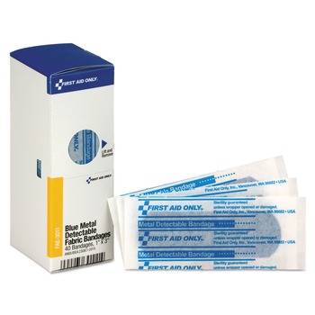 First Aid Only 1 in. x 3 in. Metal Detectable Bandages Refill for SmartCompliance General Cabinet - Blue (40/Box)