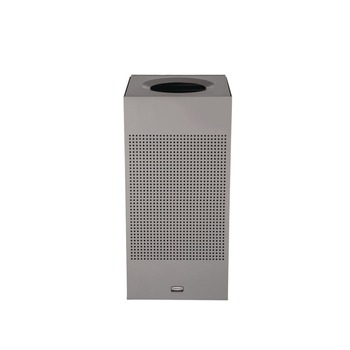 Rubbermaid Commercial 16 gal. Designer Line Silhouettes Steel Waste Receptacle - Silver Metallic