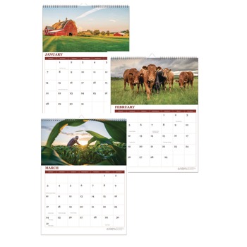 House of Doolittle 11 in. x 14 in. 12-Month (Jan-Dec 2026) 100 Percent Recycled Farm Life Wall Calendar - White/Multicolor Sheets