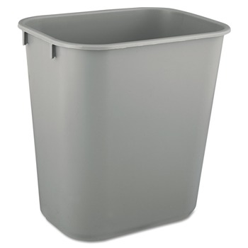 Rubbermaid Commercial 3.5-Gallon Rectangular Deskside Plastic Wastebasket - Gray