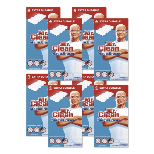 Cleaning & Janitorial Supplies | Mr. Clean 82038 4.6 in. x 2.4 in. Magic Eraser Extra Durable - White (32/Carton) image number 0