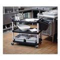  | Rubbermaid Commercial FG342488BLA 18-5/8 in. x 33-5/8 in. x 37-3/4 in. Three-Shelf Economy Plastic Cart - Black image number 4