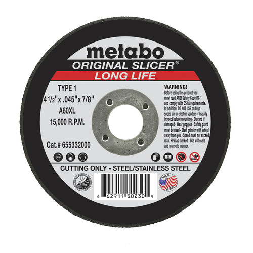 Grinding Sanding Polishing Accessories | Metabo 655332000 4-1/2 in. x 1/16 in. A36TZ Type 1 SLICER Cutting Wheels (100 Pc) image number 0