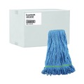 Mops | Boardwalk BWK502BLNBCT Super Loop Cotton/Synthetic Fiber Wet Mop Head with 1 in. Headband - Blue (12/Carton) image number 0