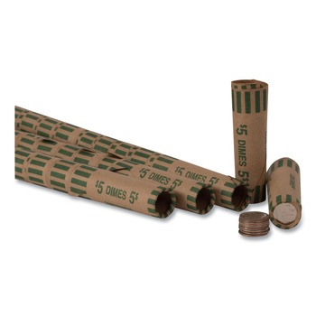 Pap-R Products 5 Dollars in Dimes Preformed Tubular Coin Wrappers (1000/Box)