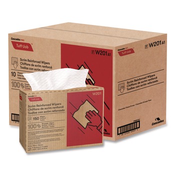 Cascades PRO 9.25 in. x 12.5 in. 4-Ply Tuff-Job Scrim Reinforced Wipers - White (10 Boxes/Carton)