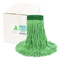 Mops | Boardwalk BWK502GNCT 5 in. Super Loop Cotton/Synthetic Fiber Wet Mop Head - Medium, Green (12/Carton) image number 0