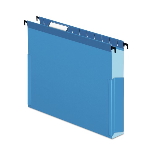 File Folders | Pendaflex 59203 1/5-Cut Tabs 3 in. Capacity 1 Section Letter Size SureHook Reinforced Extra-Capacity Hanging Box File - Blue (25/Box) image number 0