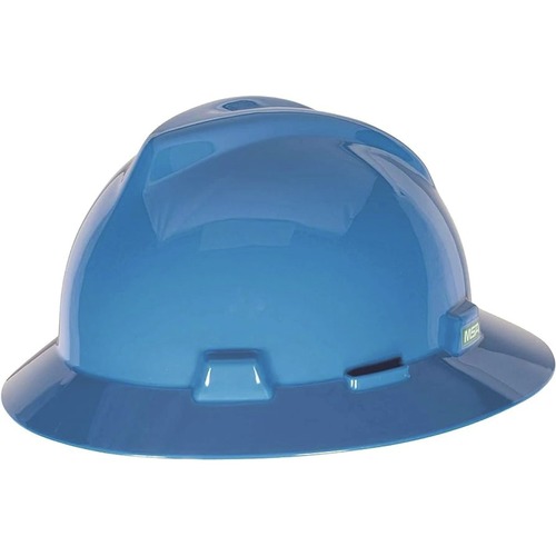 Hard Hats | MSA 10058320 V-Gard Slotted Full-Brim Hat with 1 Touch Suspension - Blue image number 0