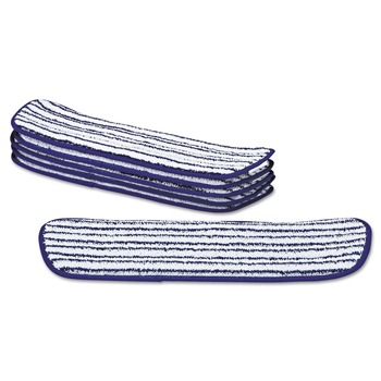 MOPS | Rubbermaid Commercial FGQ80000WH00 Microfiber 18 in. x 5-1/2 in. Finish Pads - Blue/White (6/Box)