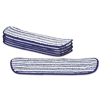 MOPS | Rubbermaid Commercial FGQ80000WH00 Microfiber 18 in. x 5-1/2 in. Finish Pads - Blue/White (6/Box)