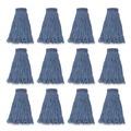 Mops | Rubbermaid Commercial FGE23800BL00 24 oz. Universal Headband Cotton/Synthetic Mop Head - Blue (12/Carton) image number 0