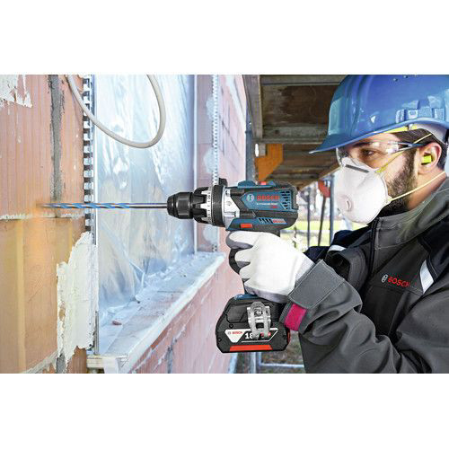Factory Reconditioned Bosch 18V 4.0 Ah EC Cordless Li Ion Brushless Brute Tough 1 2 in. Hammer Drill Driver Kit