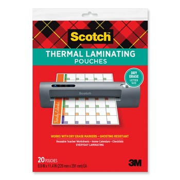 Scotch 8.9 in. x 11.4 in. 3 mil. Laminating Pouches - Clear (20/Pack)