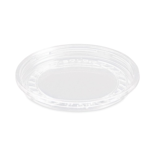 Food Trays, Containers, and Lids | SOLO LG8R-0090 Bare Eco-Forward ProPlanet Seal RPET Plastic Deli Container Recessed Lids Fits 8 oz. Volume Capacity - Clear (50/Pack, 10 Packs/Carton) image number 0