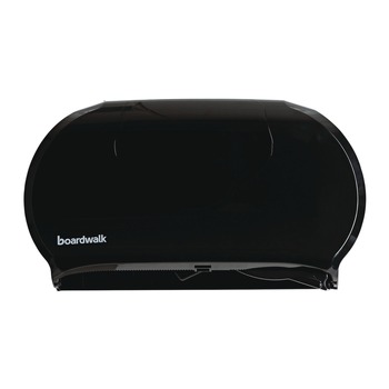 Boardwalk 20.25 in. x 6 in. x 12.25 in. Jumbo Twin Toilet Tissue Dispenser - Black