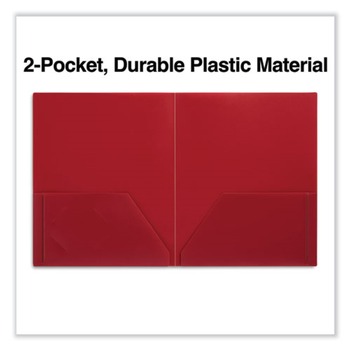 Universal UNV20543 2-Pocket 11 in. x 8-1/2 in. Plastic Folders - Red (10-Piece/Pack)