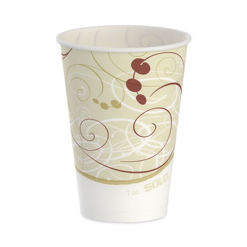 Cups and Lids | SOLO R7N-J8000 Symphony Design 7 oz. Wax Coated Paper Cups - Beige/White (2000/Carton) image number 0