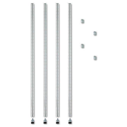  | Alera ALESW59PO36SR 36 in. Stackable Posts for Wire Shelving - Silver (4/Pack) image number 0