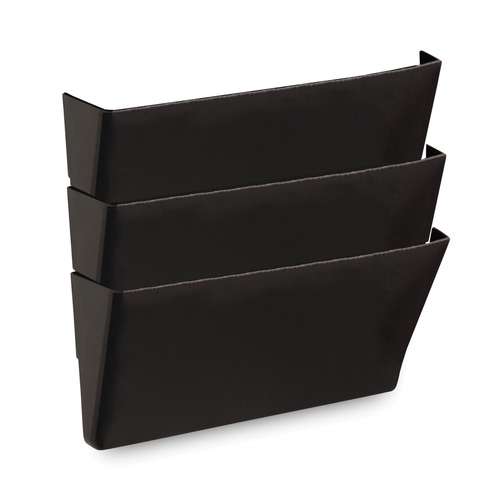 Filing Racks | Universal UNV08121 3-Pocket/Pack Plastic Wall File - Black (3/Pack) image number 0