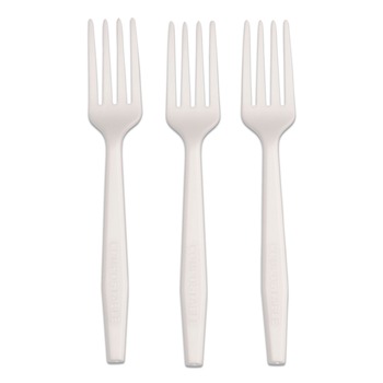 AmerCareRoyal Plastic Fork Heavyweight CPLA Cutlery - White (1000/Carton)