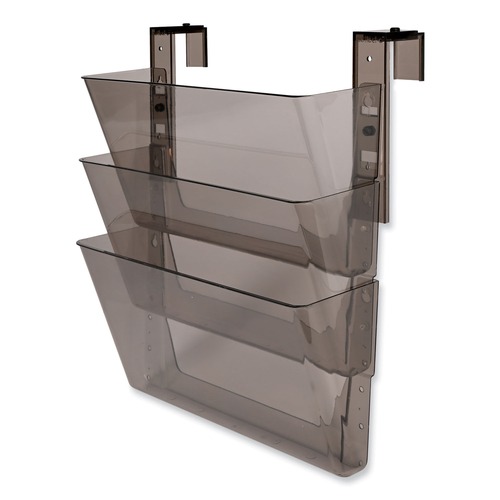 Wall Files | Deflecto 73502RT Docupocket Three-Pocket File Set For Partition Walls, Letter, 13 X 7 X 4, Smoke image number 0