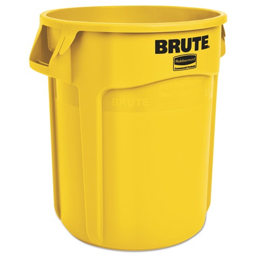 Trash & Waste Bins | Rubbermaid Commercial FG262000YEL 20 Gallon Vented Round Brute Container - Yellow image number 0