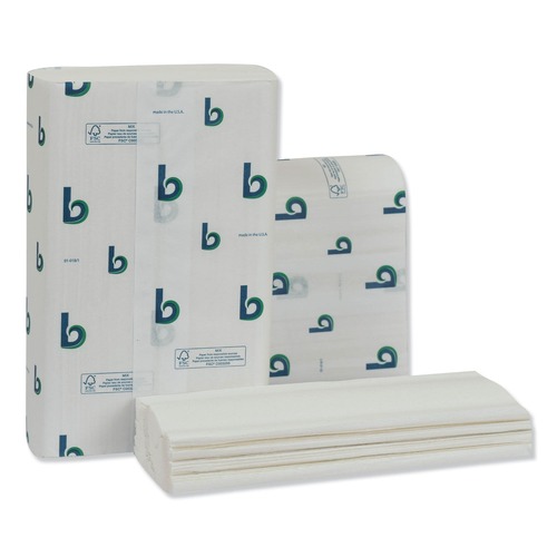  | Boardwalk BWK6204 1-Ply 9 in. x 9.5 in. Structured Multifold Towels - White (16/Carton) image number 0