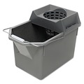Office Jansan | Rubbermaid Commercial FG619400STL 15 qt. Pail/Strainer Combination - Steel Gray image number 0