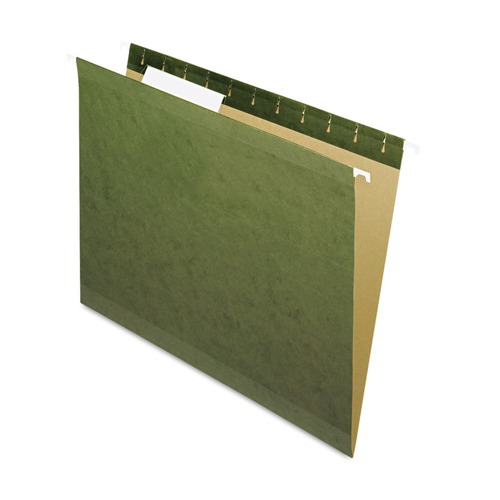 Bulk Savings Pricing 1 | Pendaflex 04152 1/3 1/3-Cut Tabs Reinforced Hanging Letter File Folders with Printable Tab Inserts - Standard Green (25/Box) image number 0
