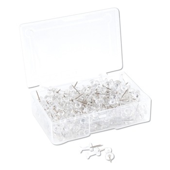 U Brands 3088U06-24 0.44 in. Standard Push Pins - Clear Head/Silver Pin (200/Pack)