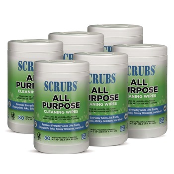 SCRUBS 9 in. x 12 in. All Purpose Cleaning Wipes - White/Citrus Scent (6/Carton)