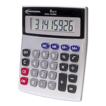 Innovera IVR15927 Dual Power 8-Digit LCD Desktop Calculator